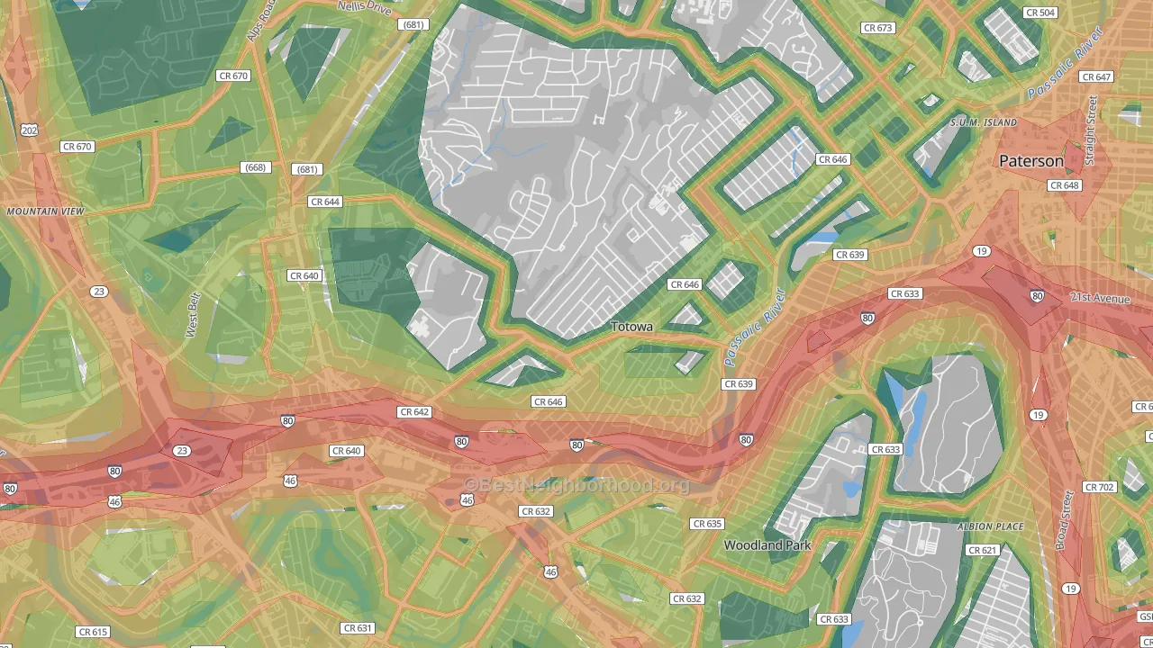 07512, NJ Map of Noise Levels in 07512