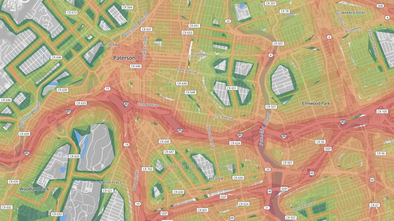 07513, NJ Map of Noise Levels in 07513