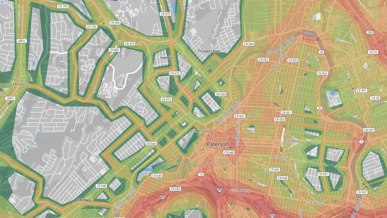 07522, NJ Map of Noise Levels in 07522
