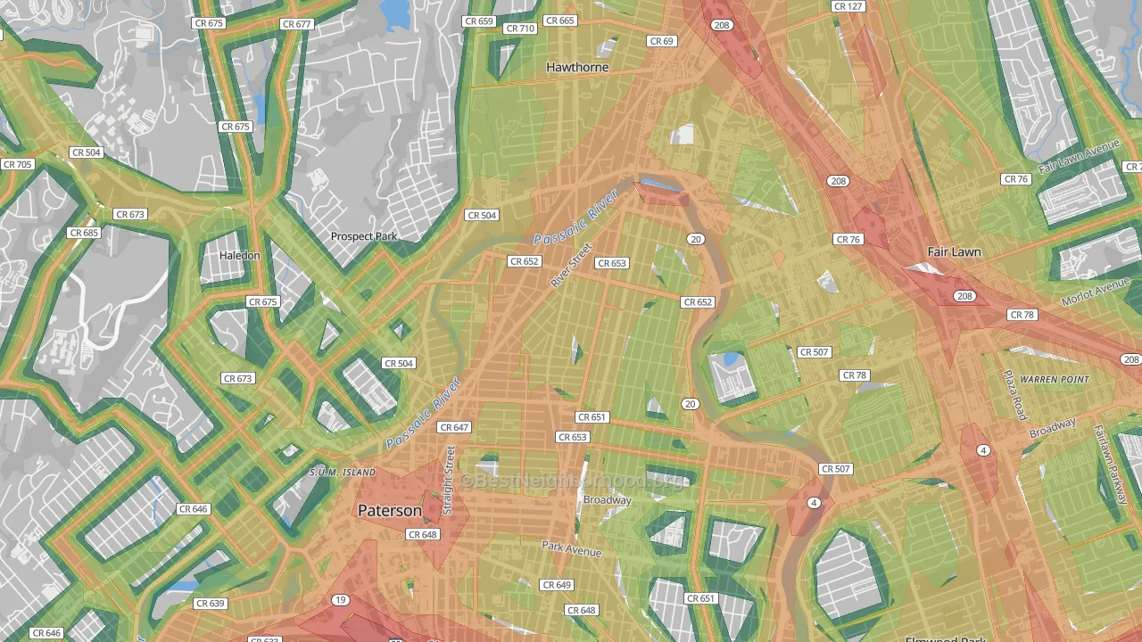 07524, NJ Map of Noise Levels in 07524
