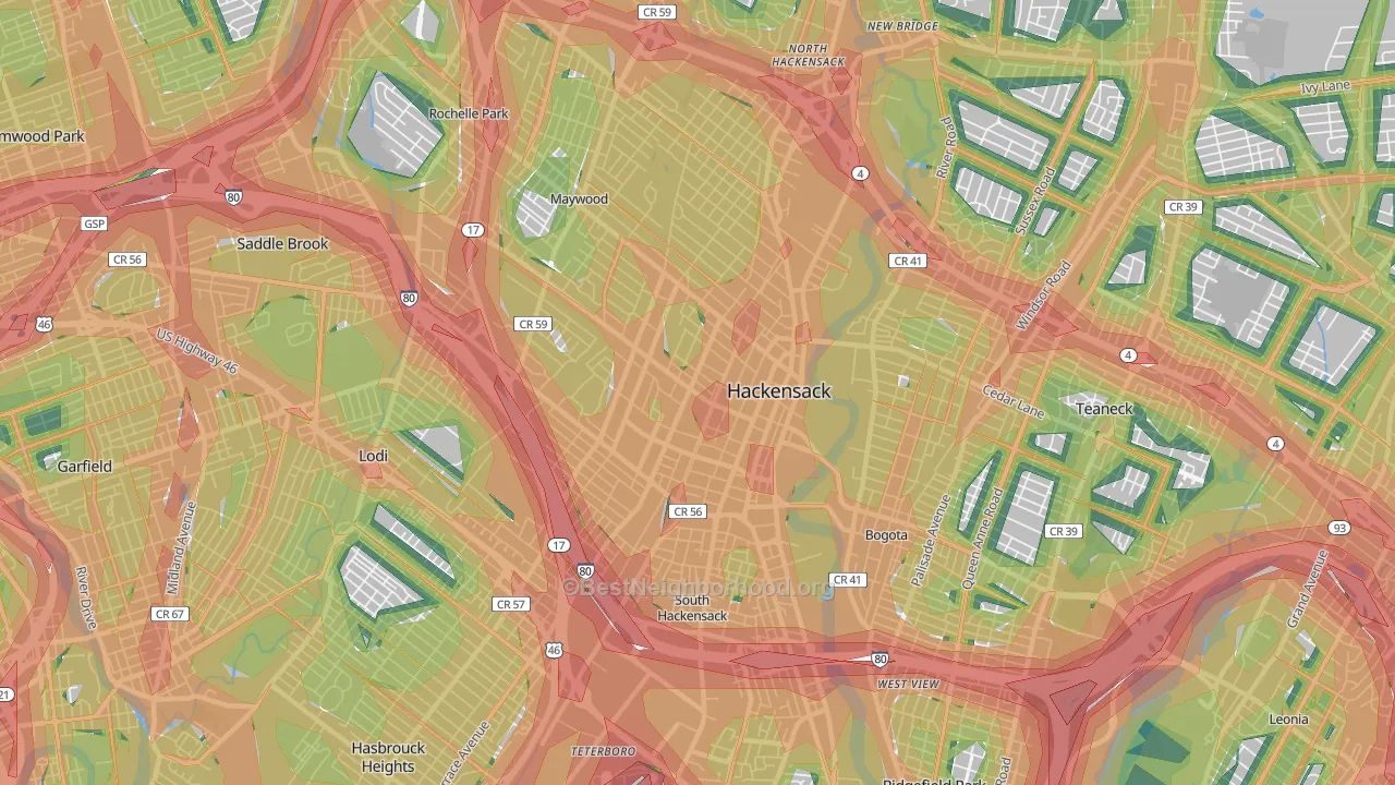 07601, NJ Map of Noise Levels in 07601