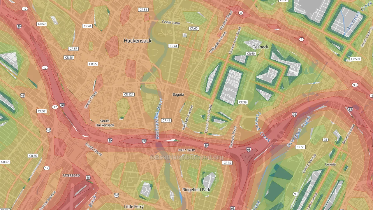 07603, NJ Map of Noise Levels in 07603