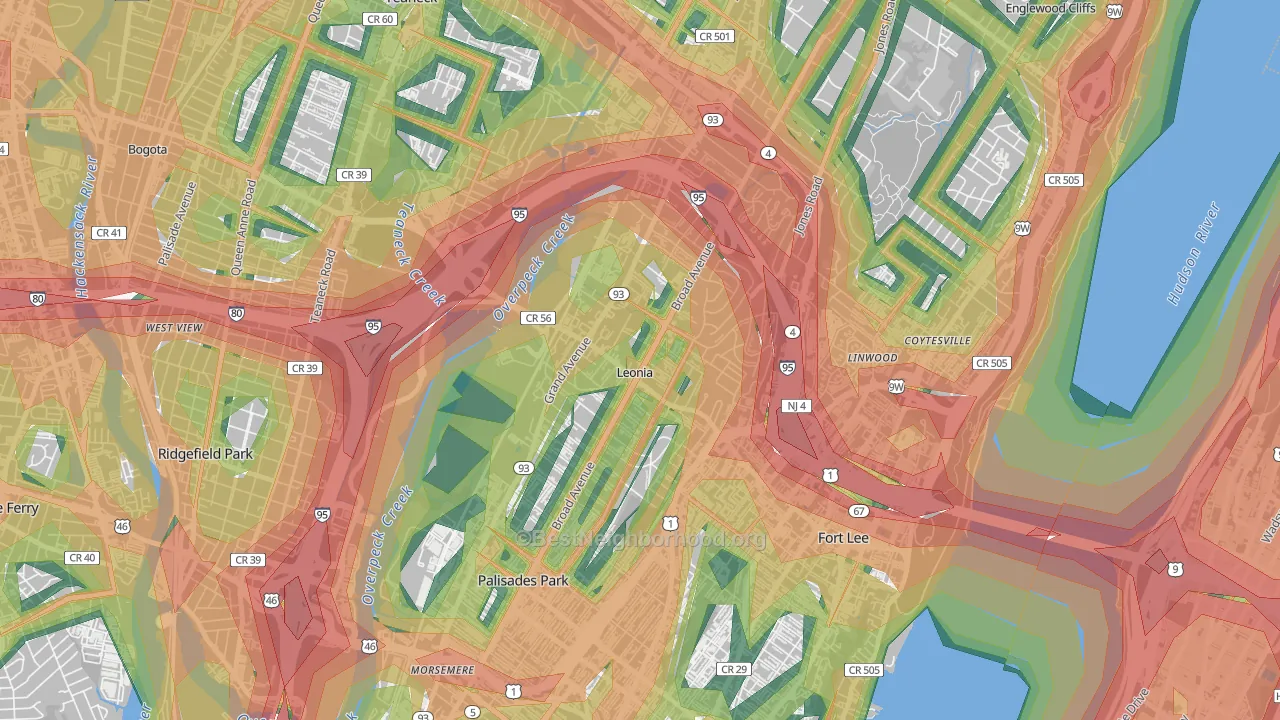 07605, NJ Map of Noise Levels in 07605