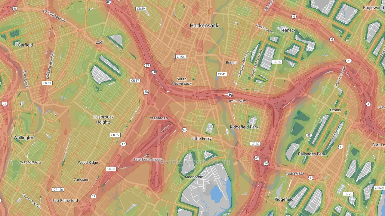 07606, NJ Map of Noise Levels in 07606