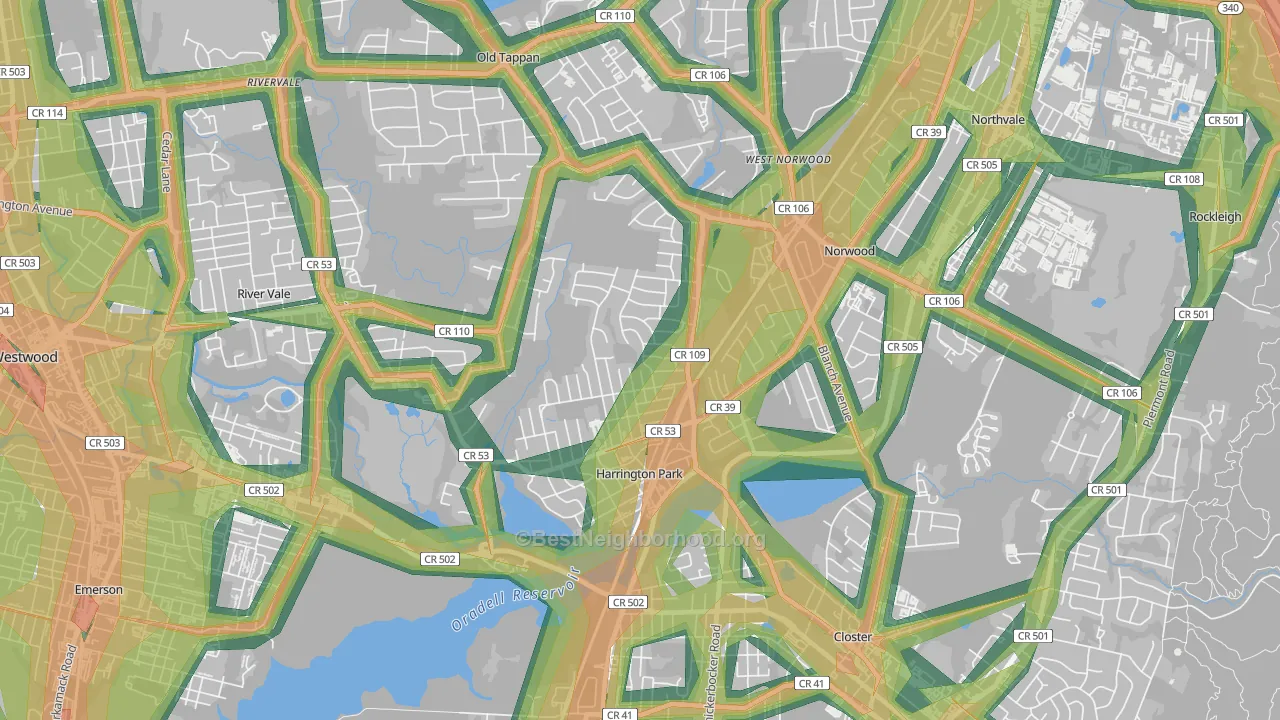 07640, NJ Map of Noise Levels in 07640