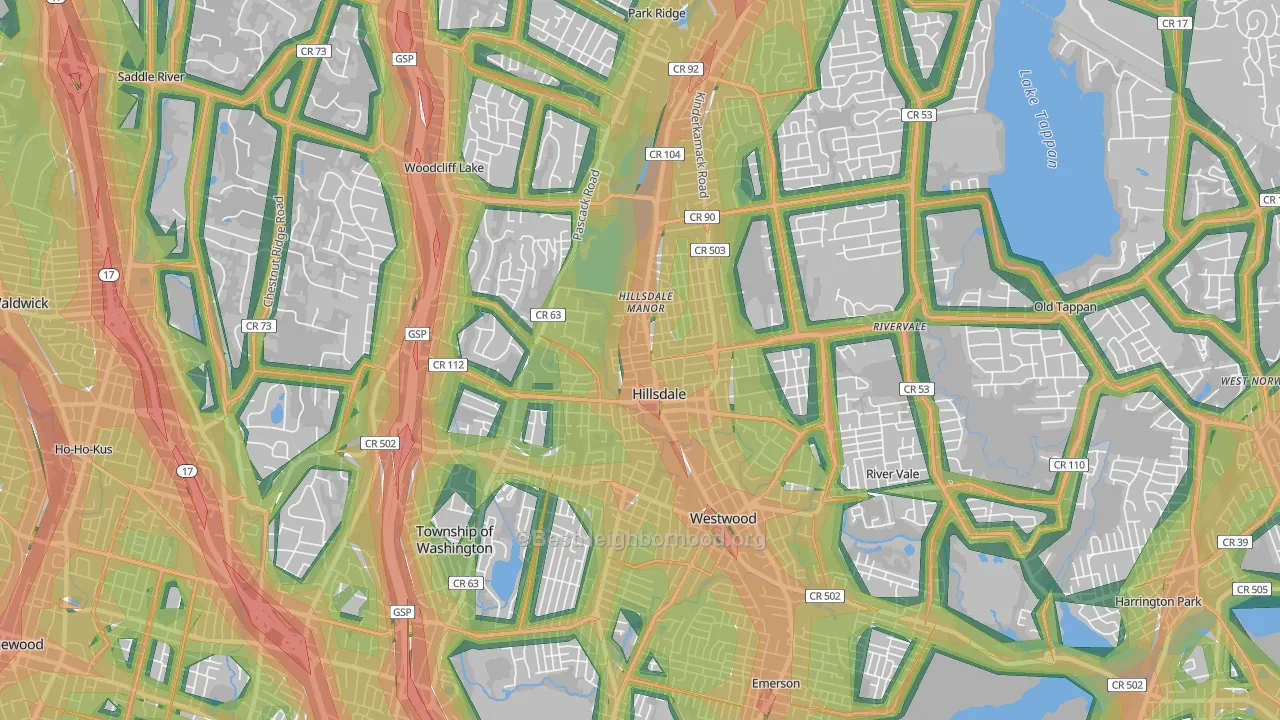 07642, NJ Map of Noise Levels in 07642