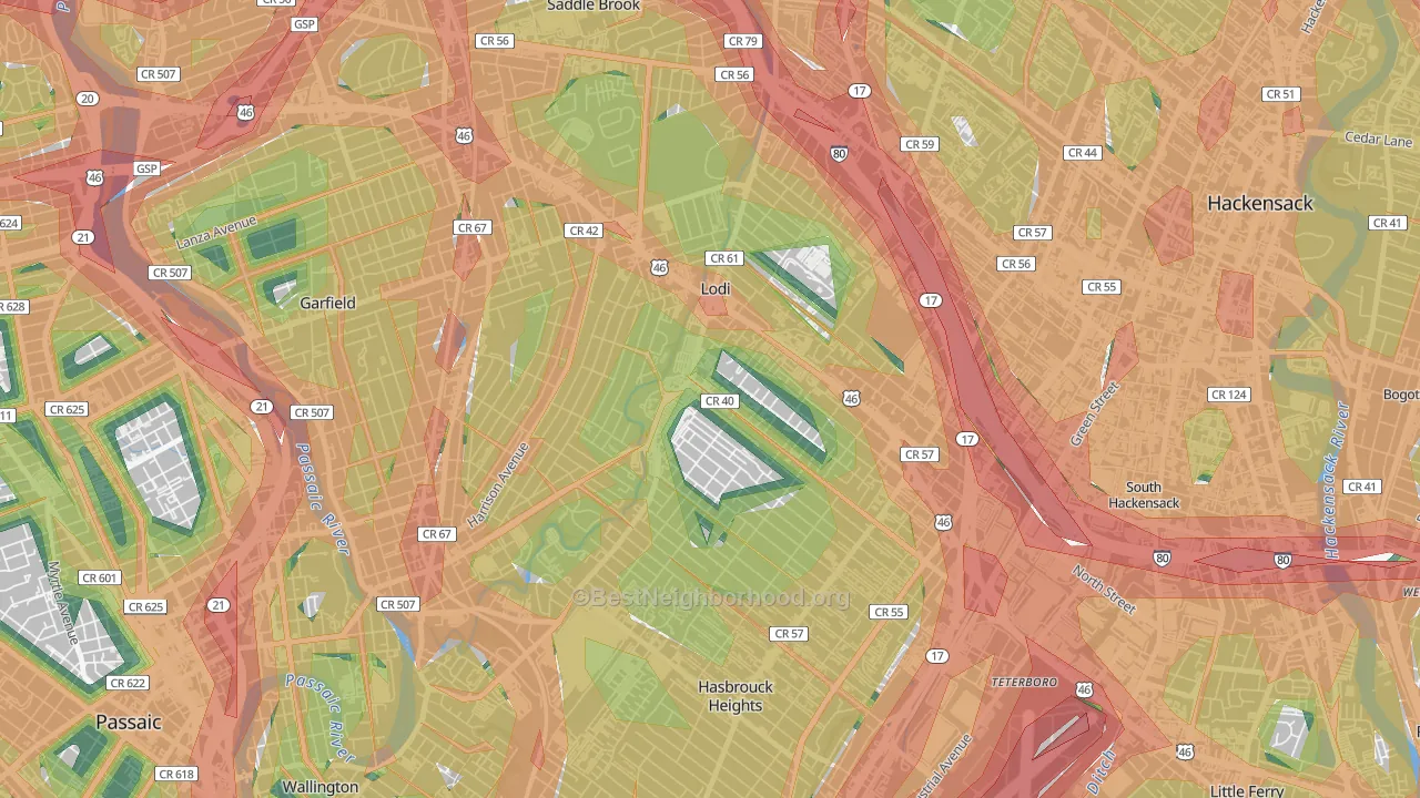 07644, NJ Map of Noise Levels in 07644