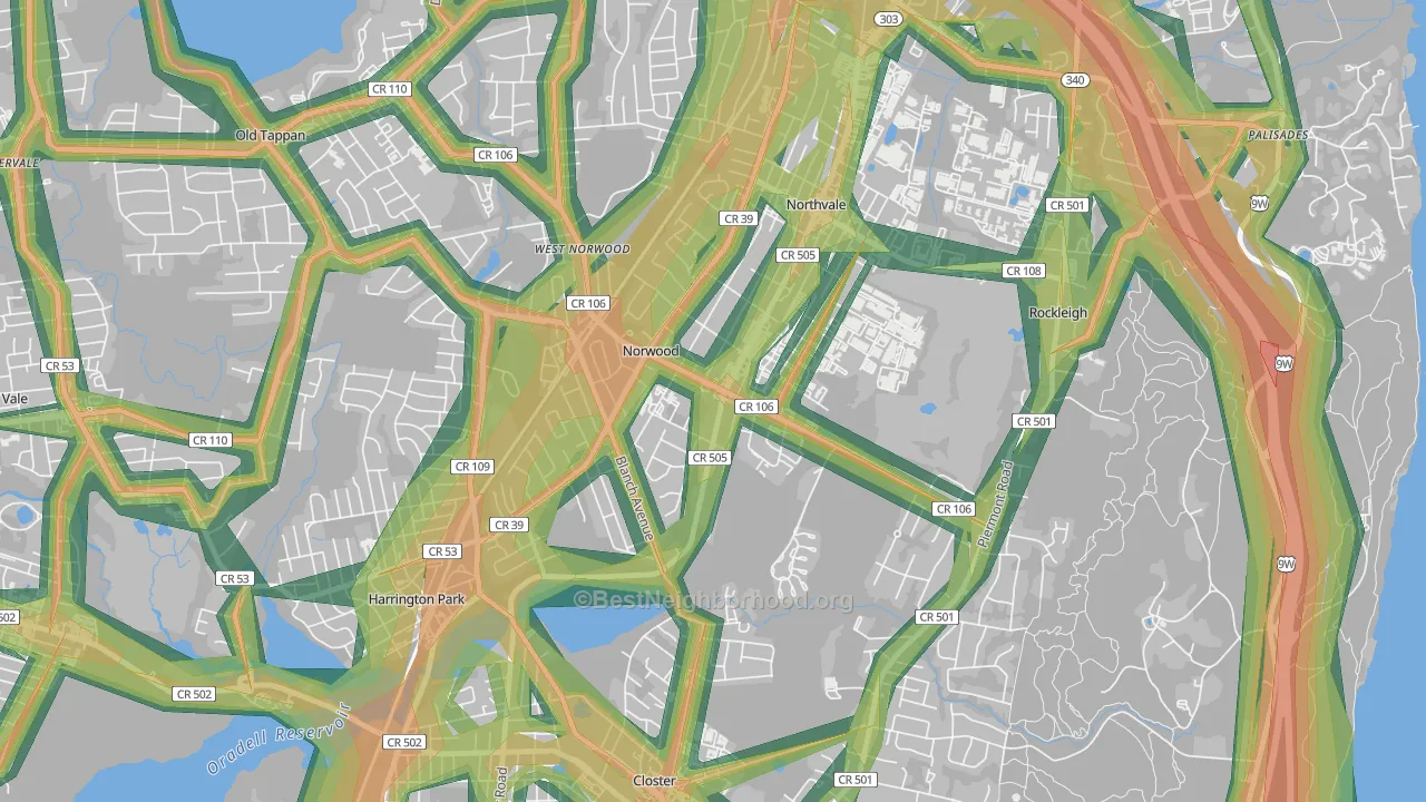 07648, NJ Map of Noise Levels in 07648