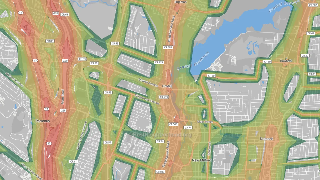 07649, NJ Map of Noise Levels in 07649
