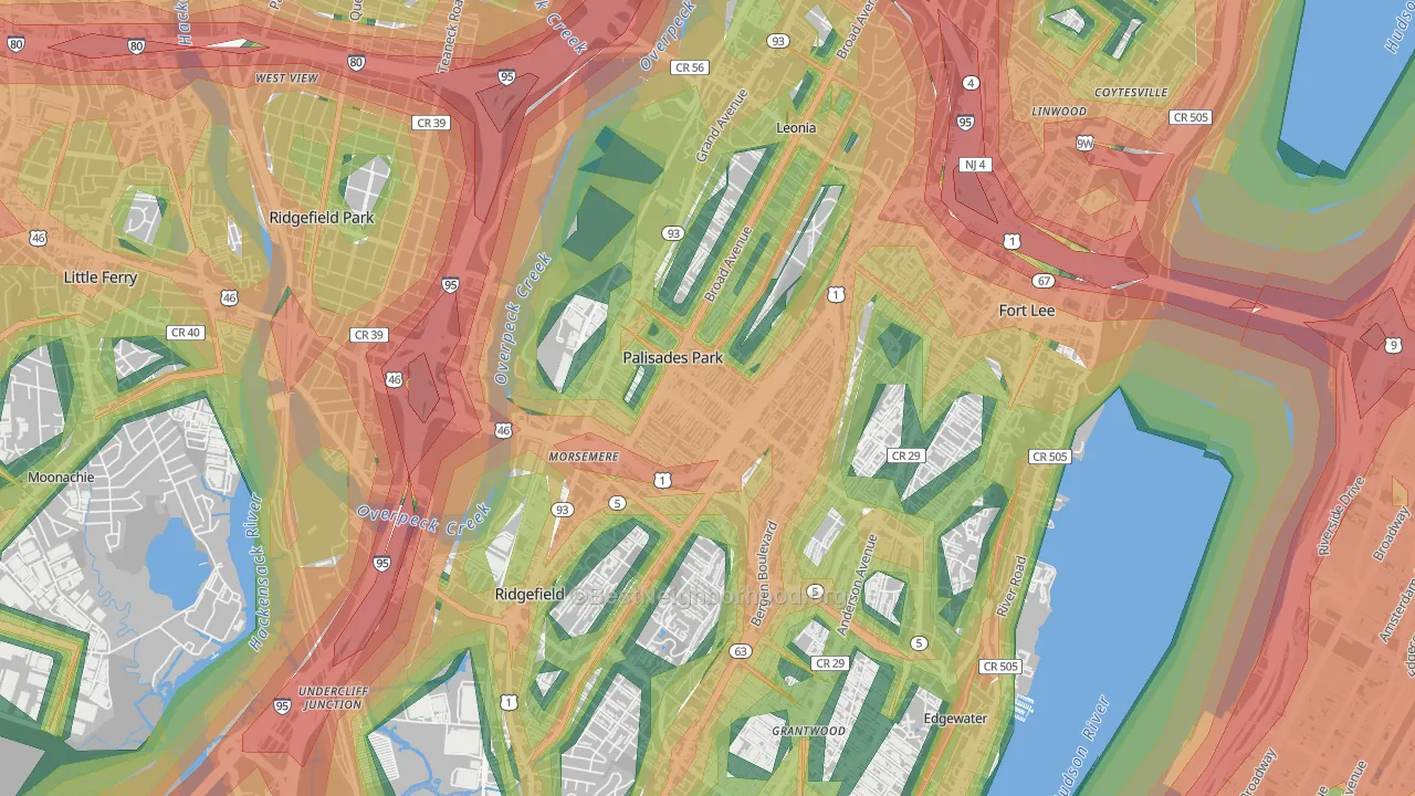 07650, NJ Map of Noise Levels in 07650