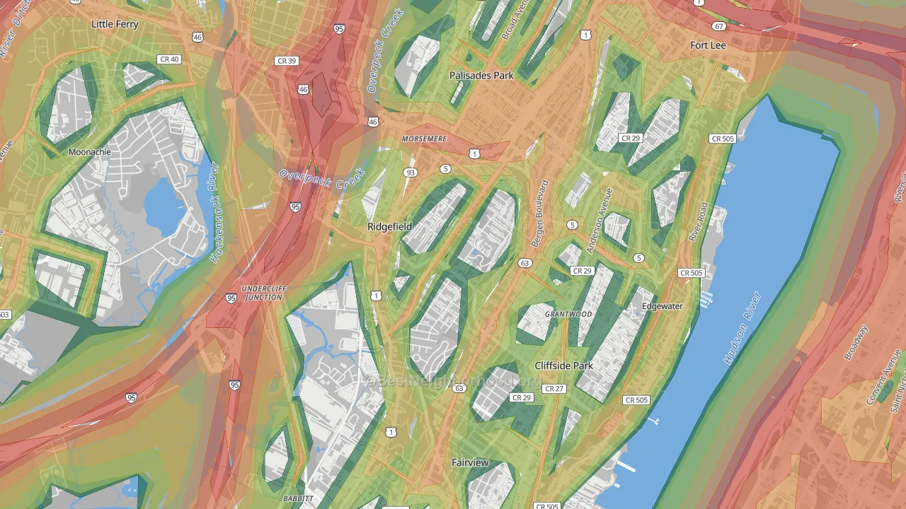 07657, NJ Map of Noise Levels in 07657
