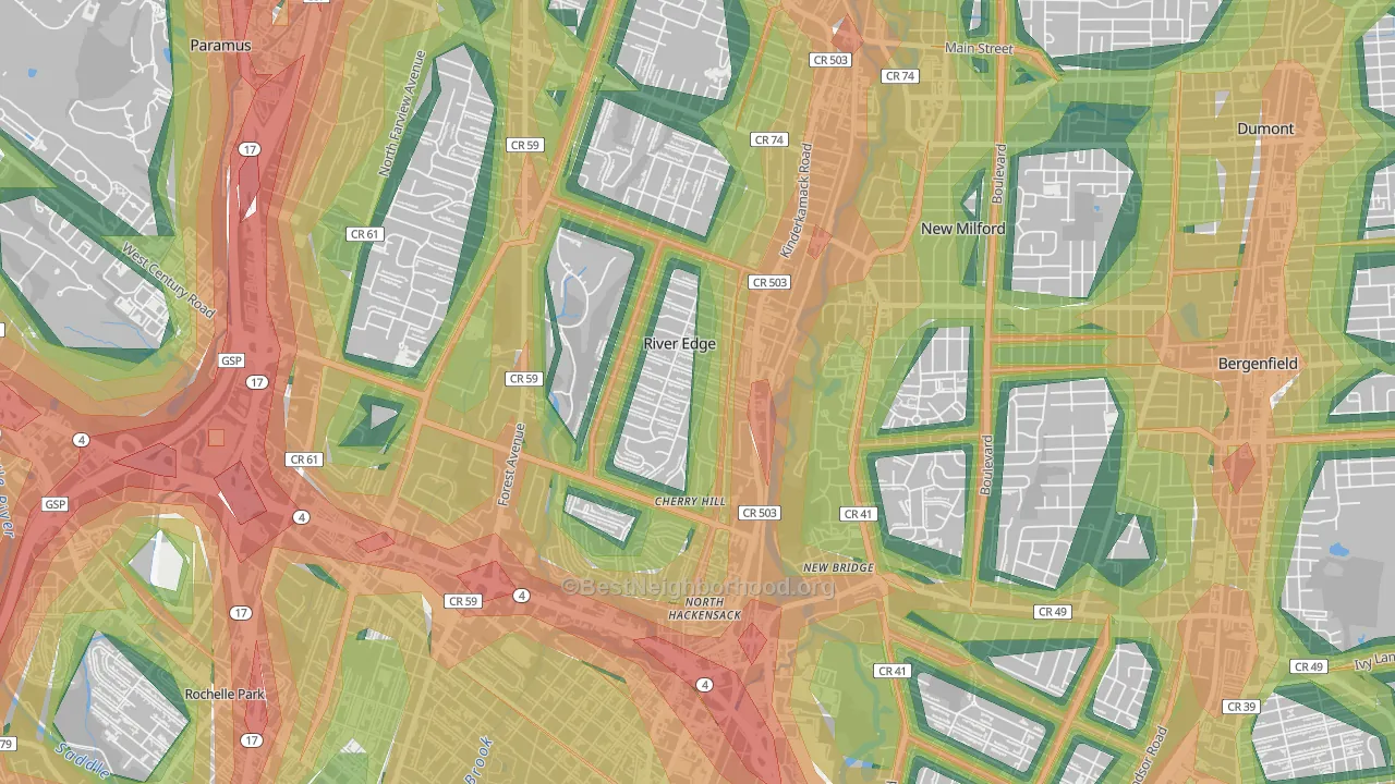 07661, NJ Map of Noise Levels in 07661