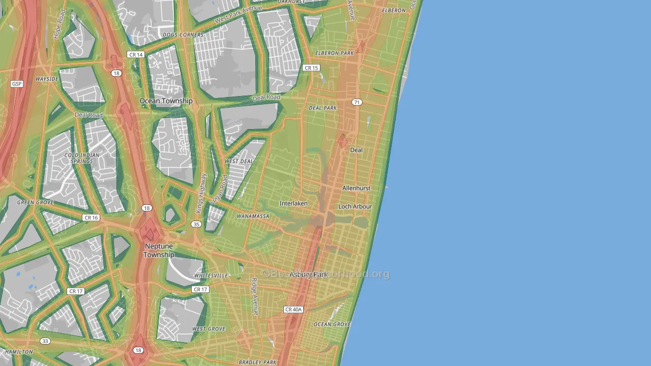 07711, NJ Map of Noise Levels in 07711