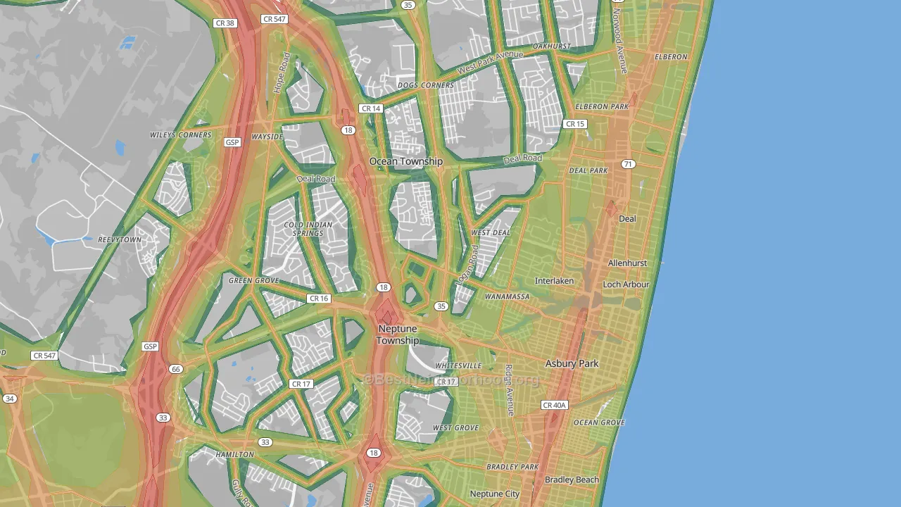 07712, NJ Map of Noise Levels in 07712
