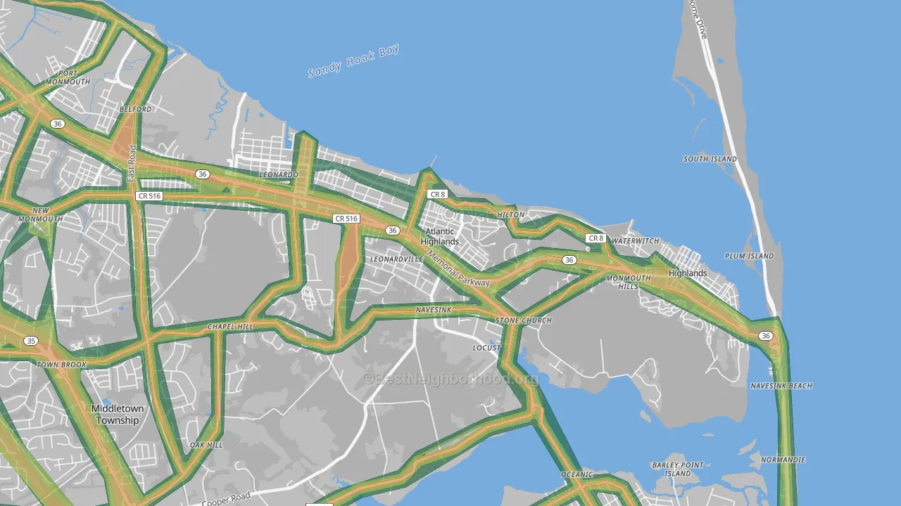 07716, NJ Map of Noise Levels in 07716