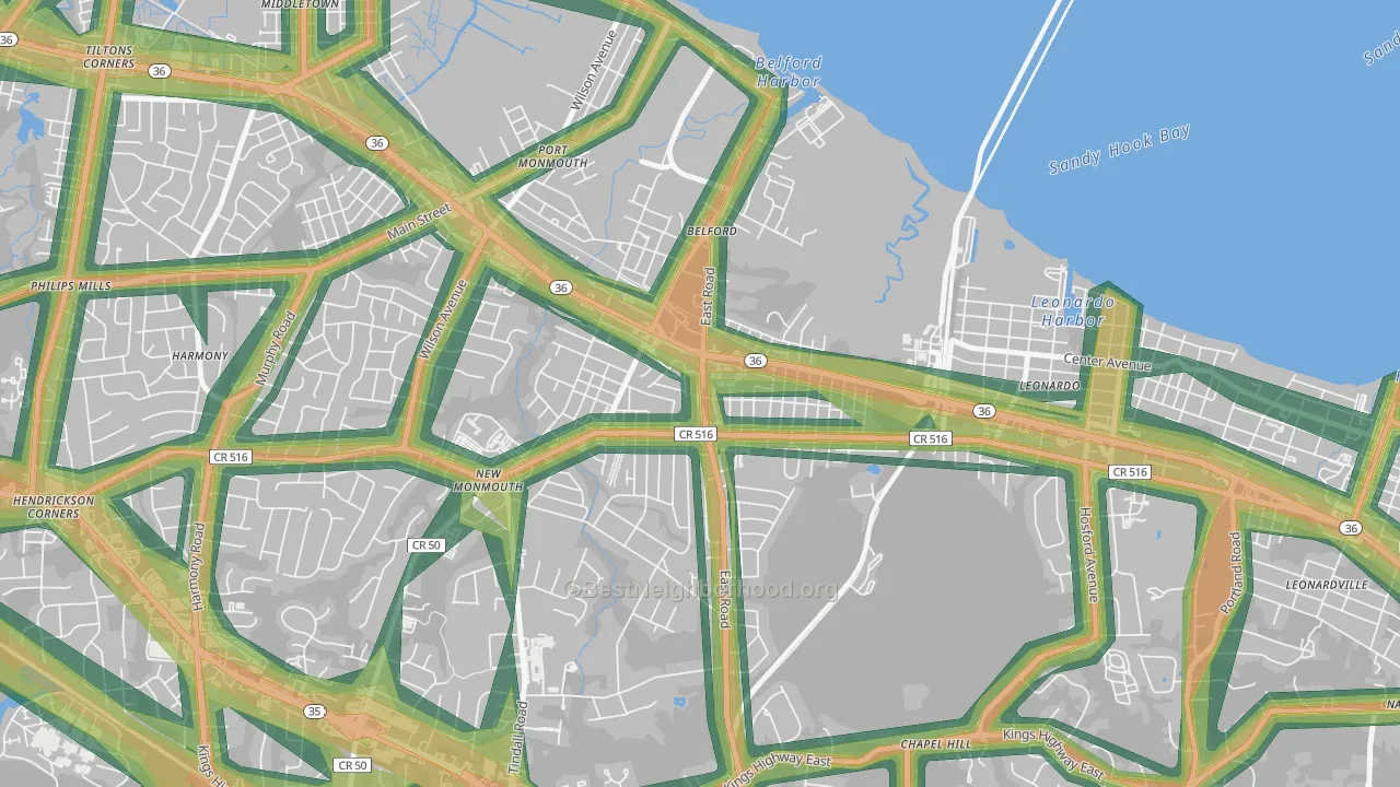 07718, NJ Map of Noise Levels in 07718