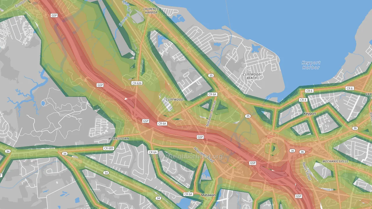 07721, NJ Map of Noise Levels in 07721