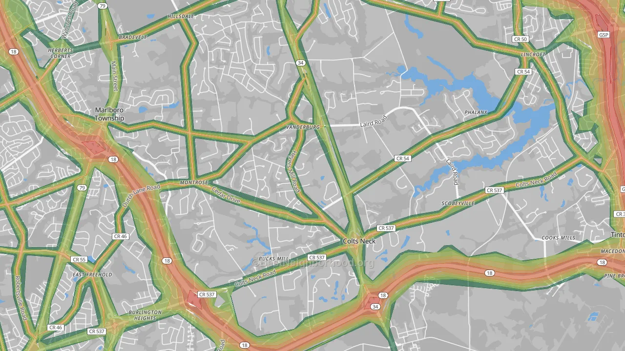 07722, NJ Map of Noise Levels in 07722
