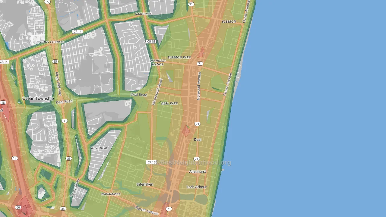 07723, NJ Map of Noise Levels in 07723