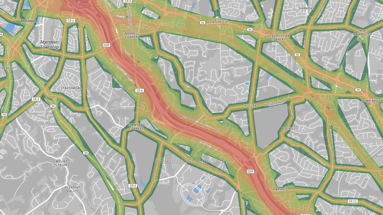 07733, NJ Map of Noise Levels in 07733