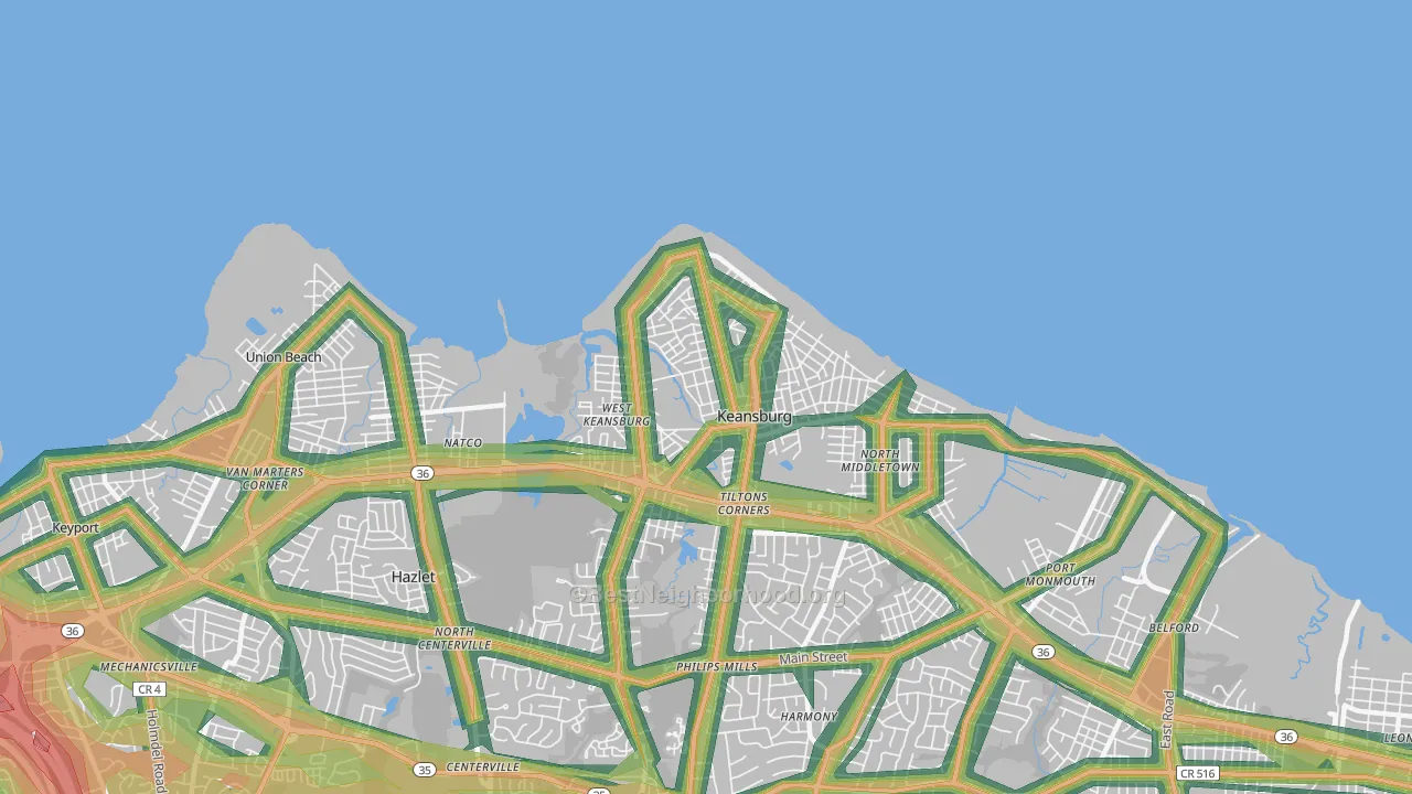 07734, NJ Map of Noise Levels in 07734