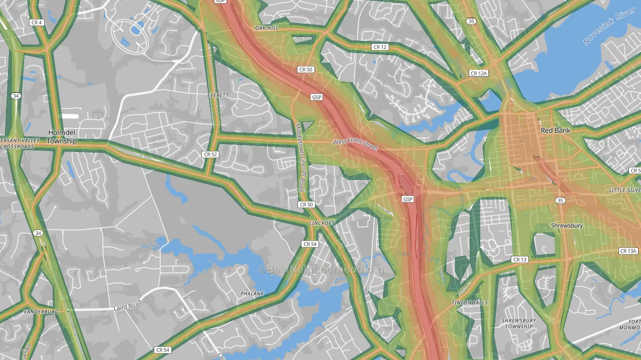 07738, NJ Map of Noise Levels in 07738