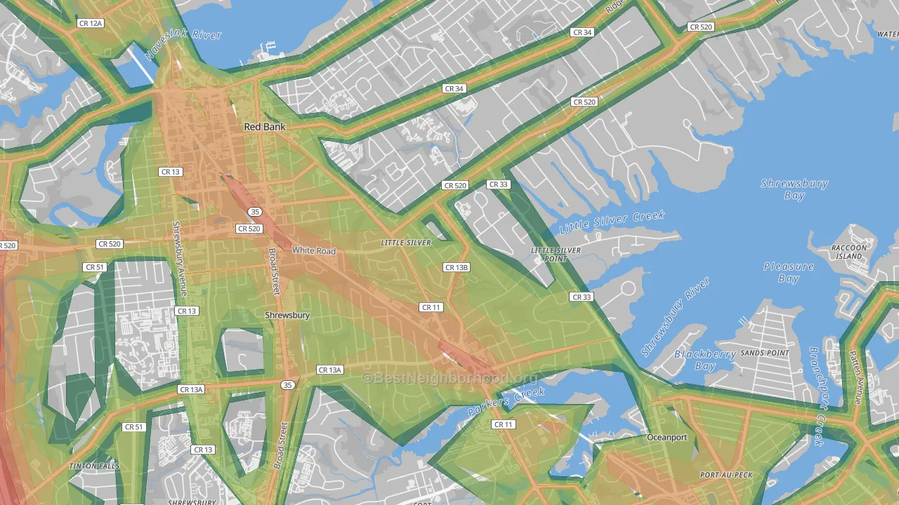 07739, NJ Map of Noise Levels in 07739