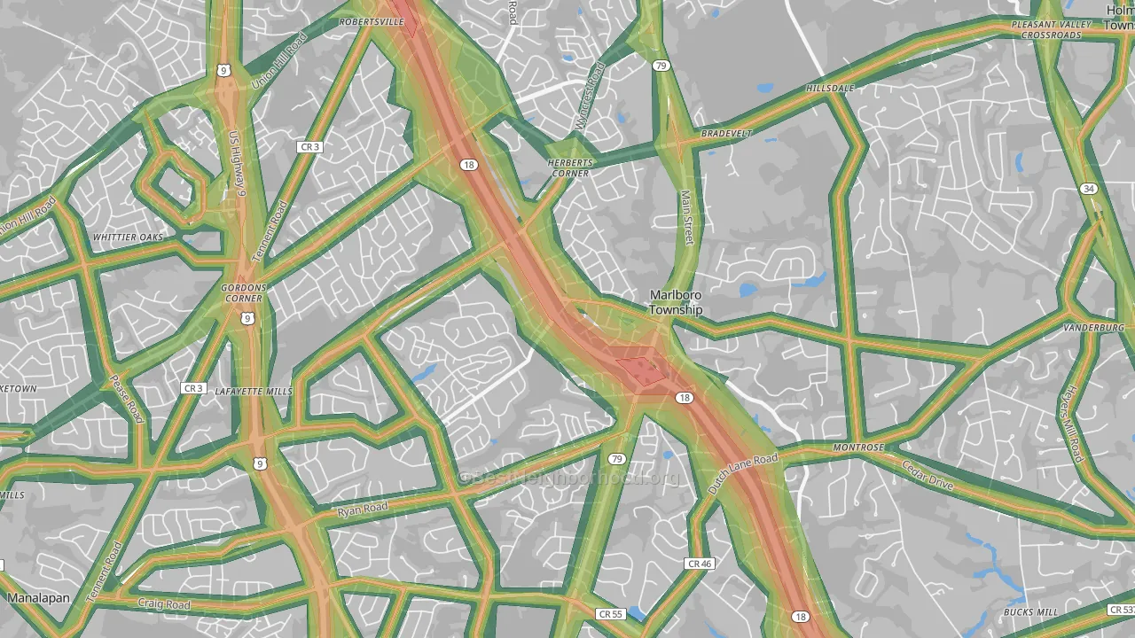 07746, NJ Map of Noise Levels in 07746