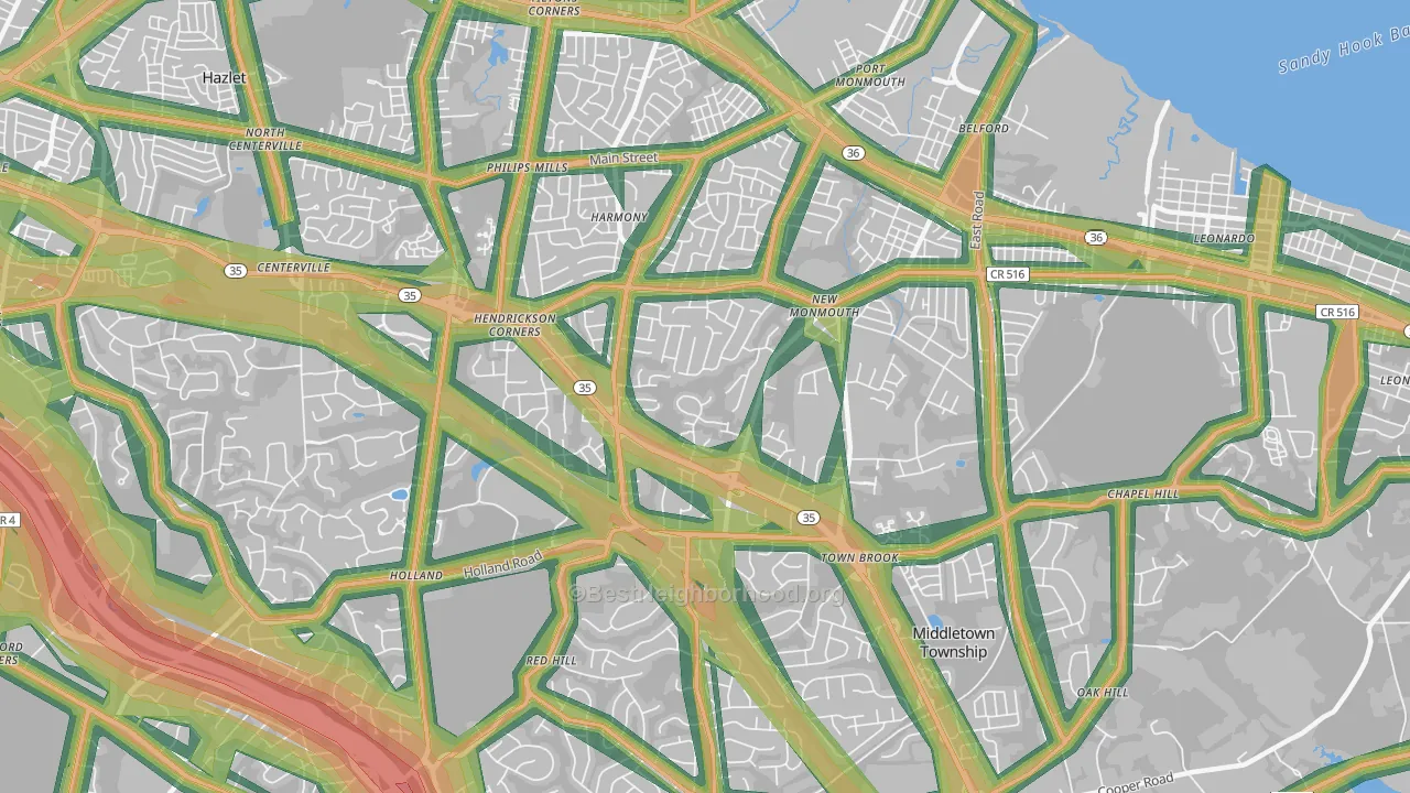 07748, NJ Map of Noise Levels in 07748