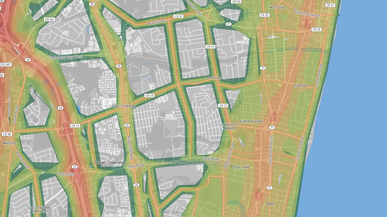 07755, NJ Map of Noise Levels in 07755