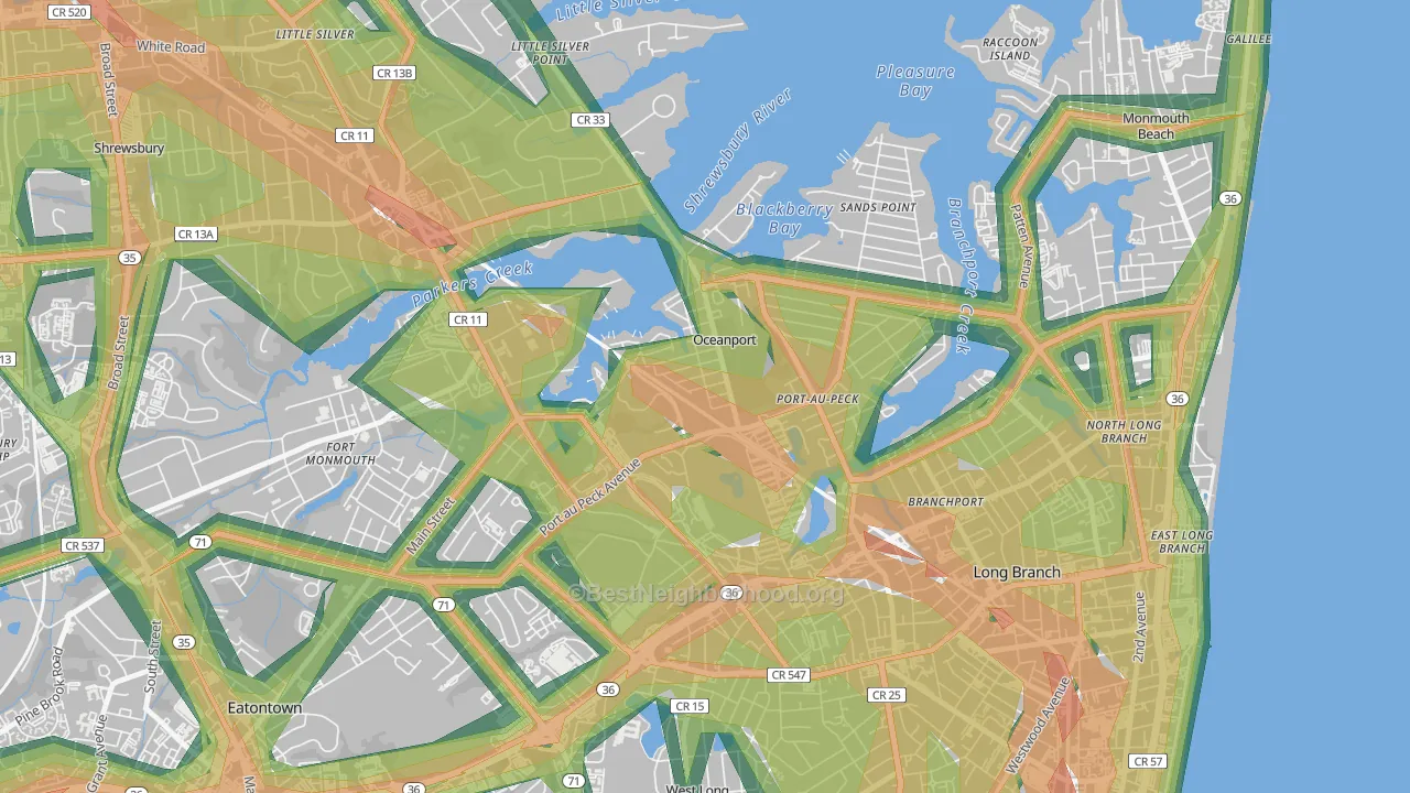 07757, NJ Map of Noise Levels in 07757