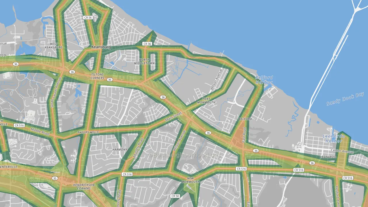 07758, NJ Map of Noise Levels in 07758
