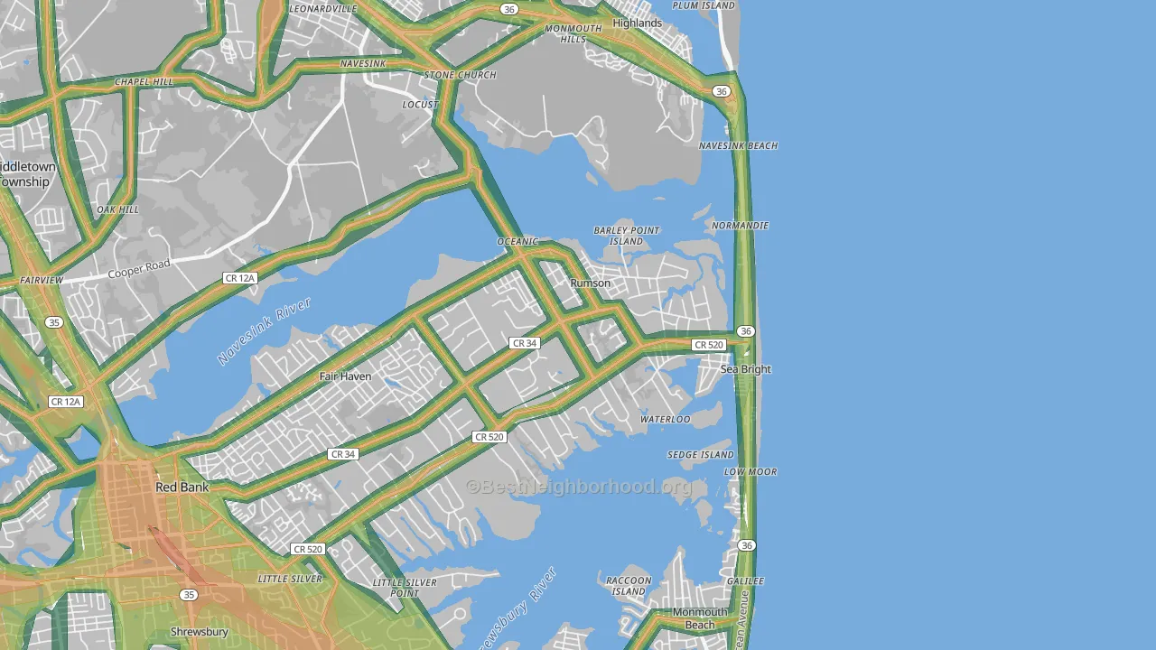 07760, NJ Map of Noise Levels in 07760