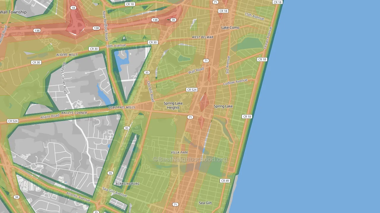 07762, NJ Map of Noise Levels in 07762