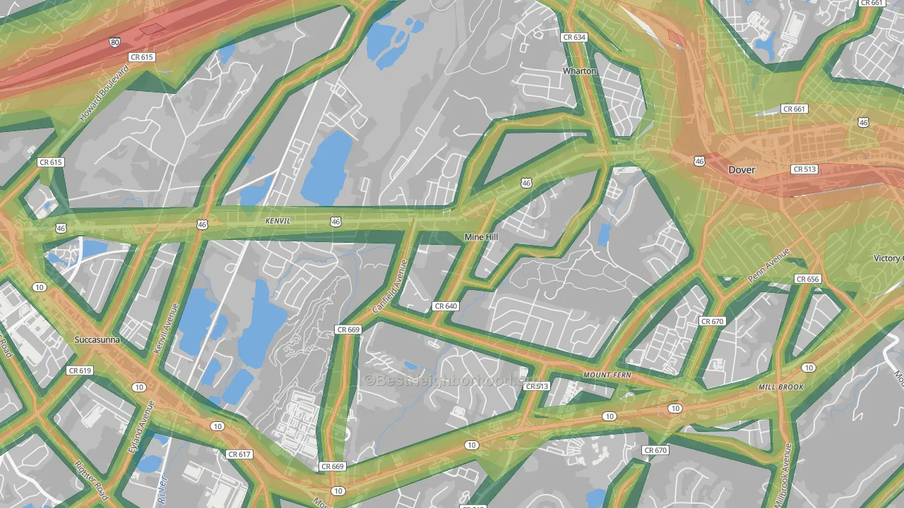 07803, NJ Map of Noise Levels in 07803