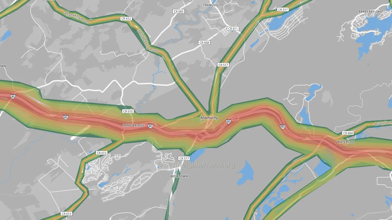07820, NJ Map of Noise Levels in 07820