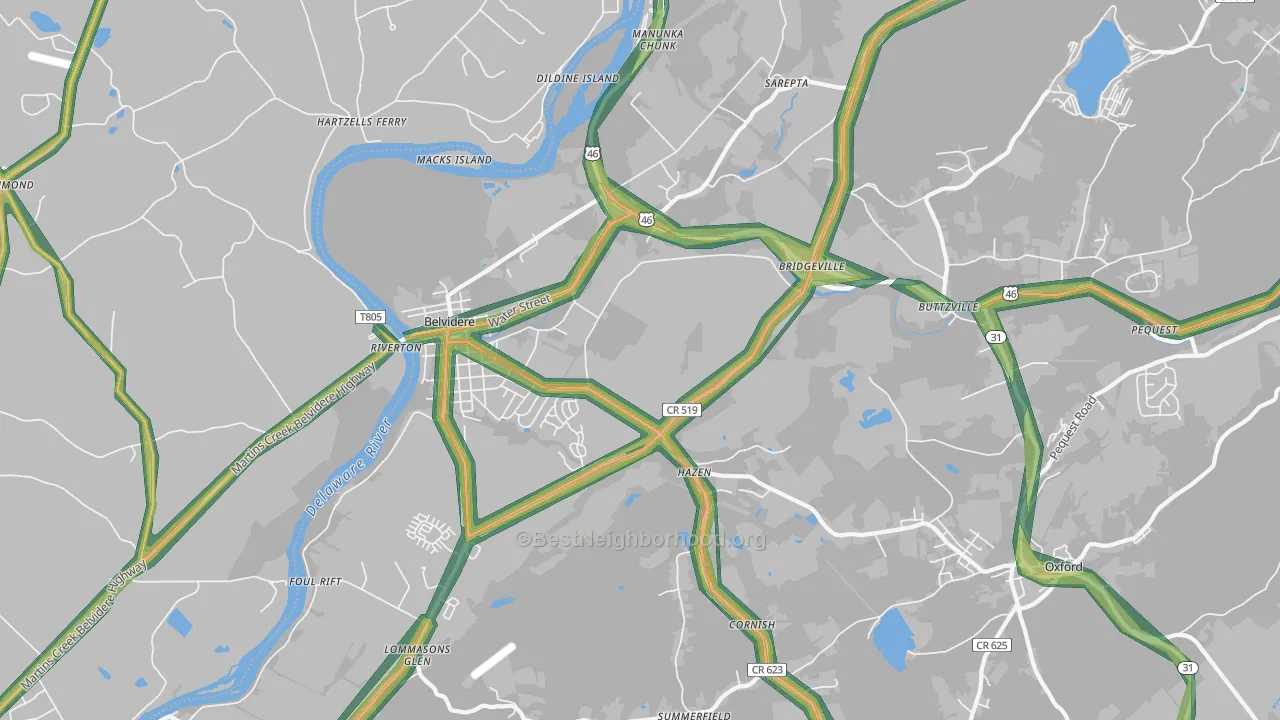 07823, NJ Map of Noise Levels in 07823
