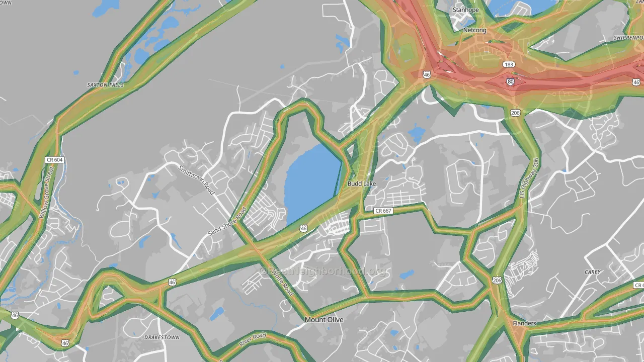 07828, NJ Map of Noise Levels in 07828