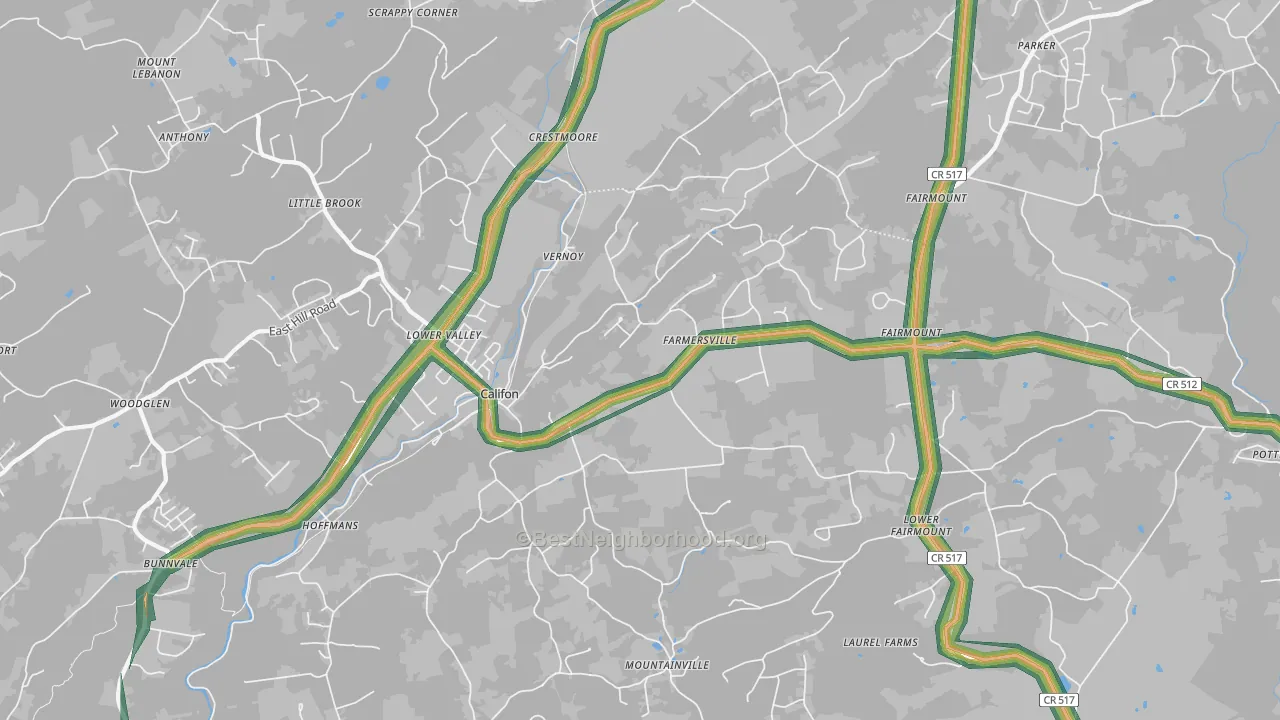 07830, NJ Map of Noise Levels in 07830