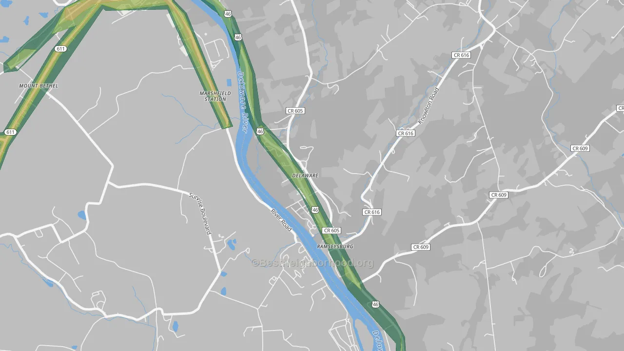 07833, NJ Map of Noise Levels in 07833