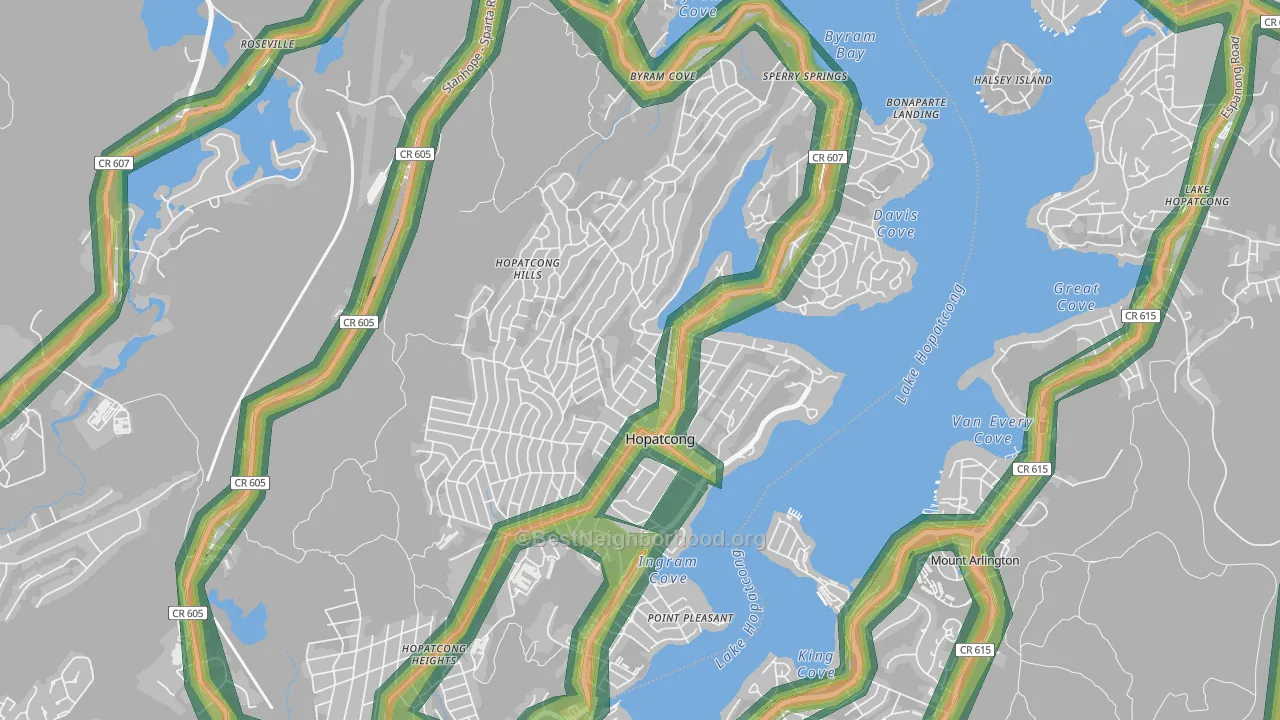 07843, NJ Map of Noise Levels in 07843