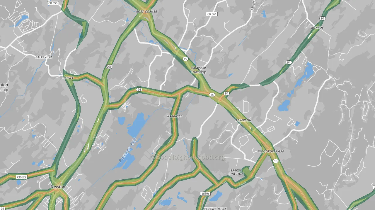 07848, NJ Map of Noise Levels in 07848