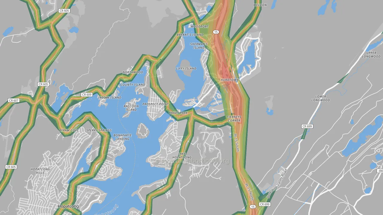 07849, NJ Map of Noise Levels in 07849