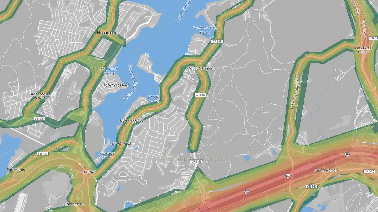 07856, NJ Map of Noise Levels in 07856