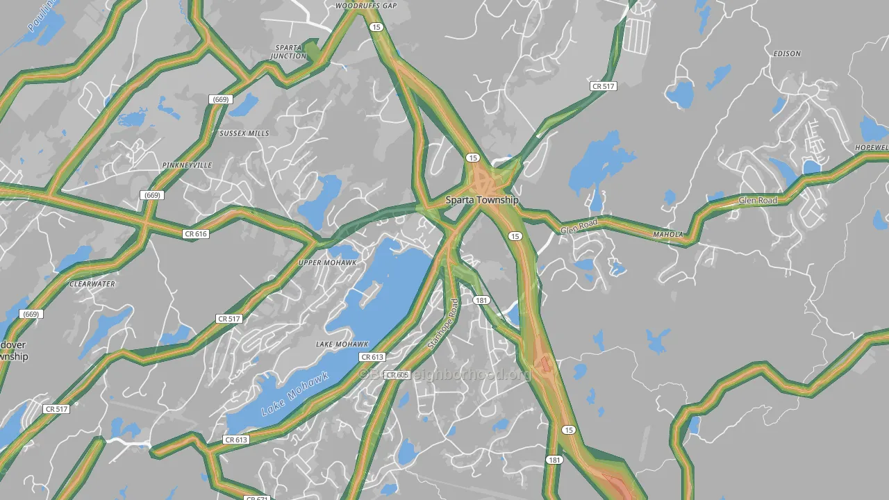 07871, NJ Map of Noise Levels in 07871