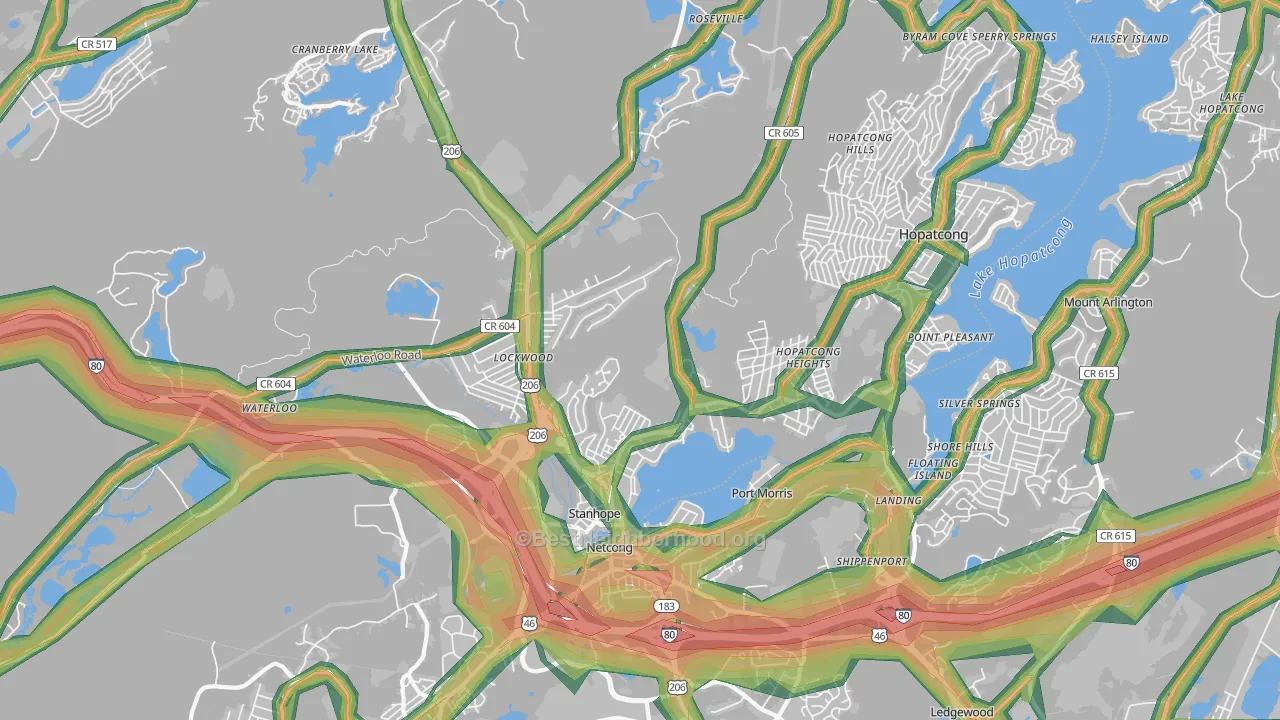 07874, NJ Map of Noise Levels in 07874