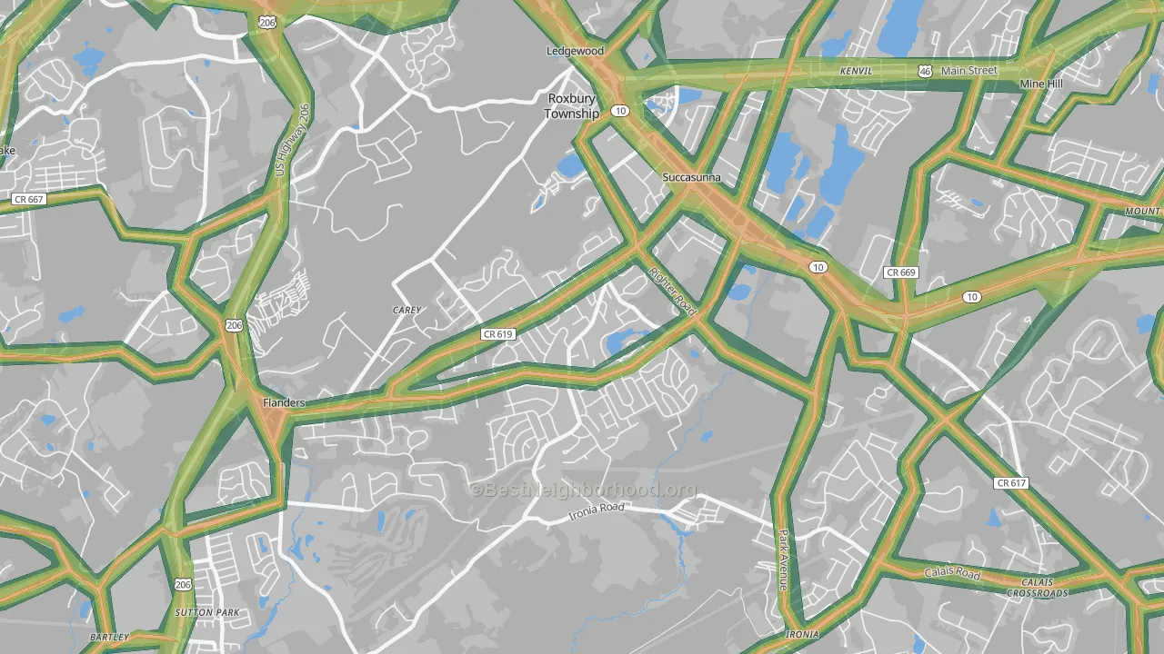07876, NJ Map of Noise Levels in 07876