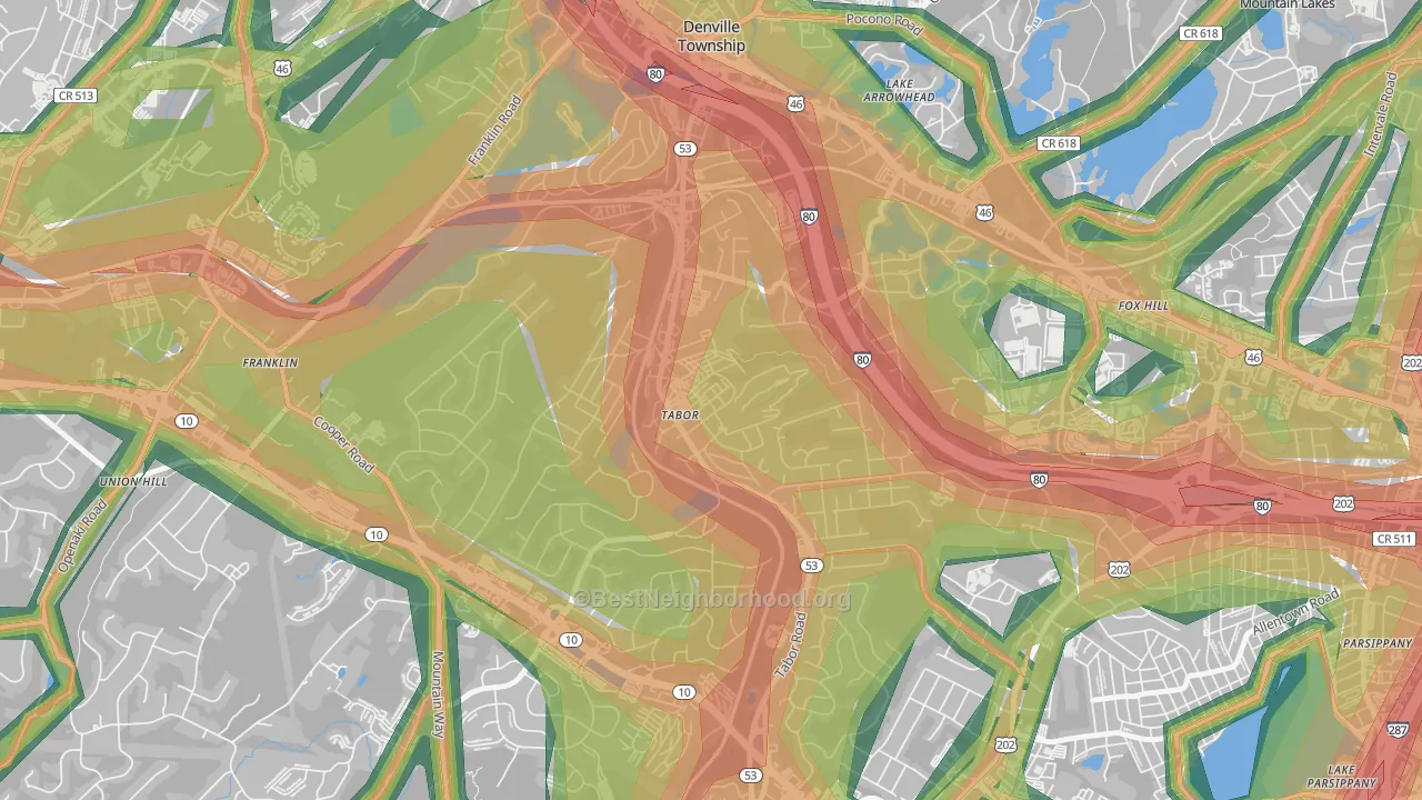 07878, NJ Map of Noise Levels in 07878