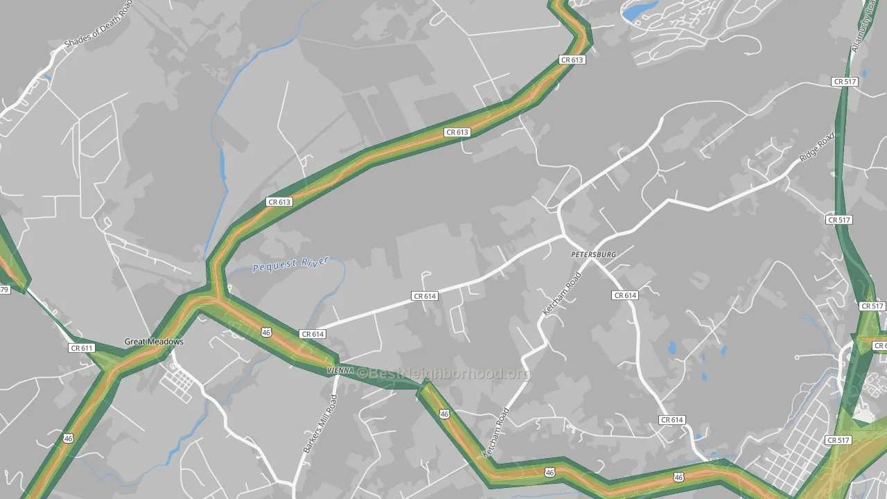 07880, NJ Map of Noise Levels in 07880