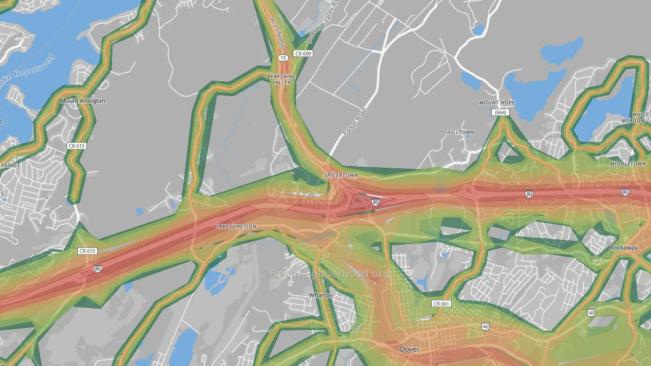 07885, NJ Map of Noise Levels in 07885